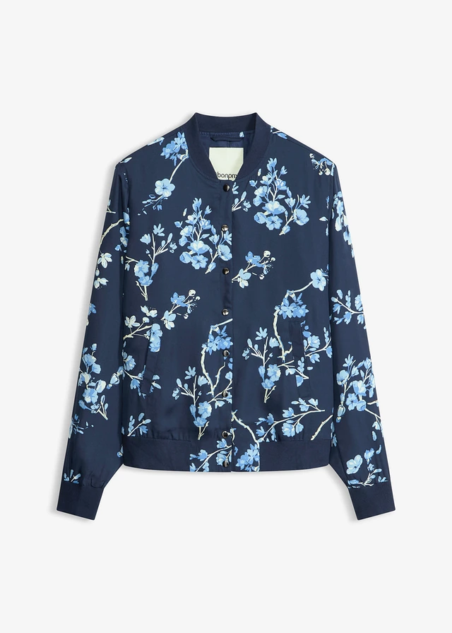 Blouson court, Couleur: bleu foncé/bleu clair floral