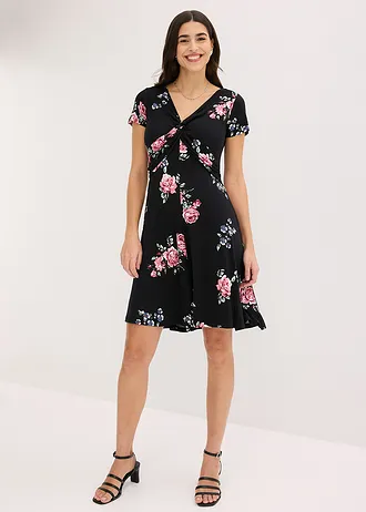Robe en jersey viscose, Couleur: noir floral