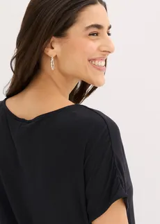 T-shirt z miękkiej mieszanki wiskozy • czarny • sklep bonprix