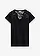 T-shirt col tunisien en viscose majoritaire, Couleur: noir