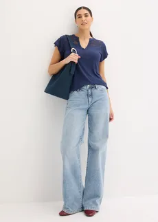 Henley tričko z viskózové směsi • tmavě modrá • bonprix obchod