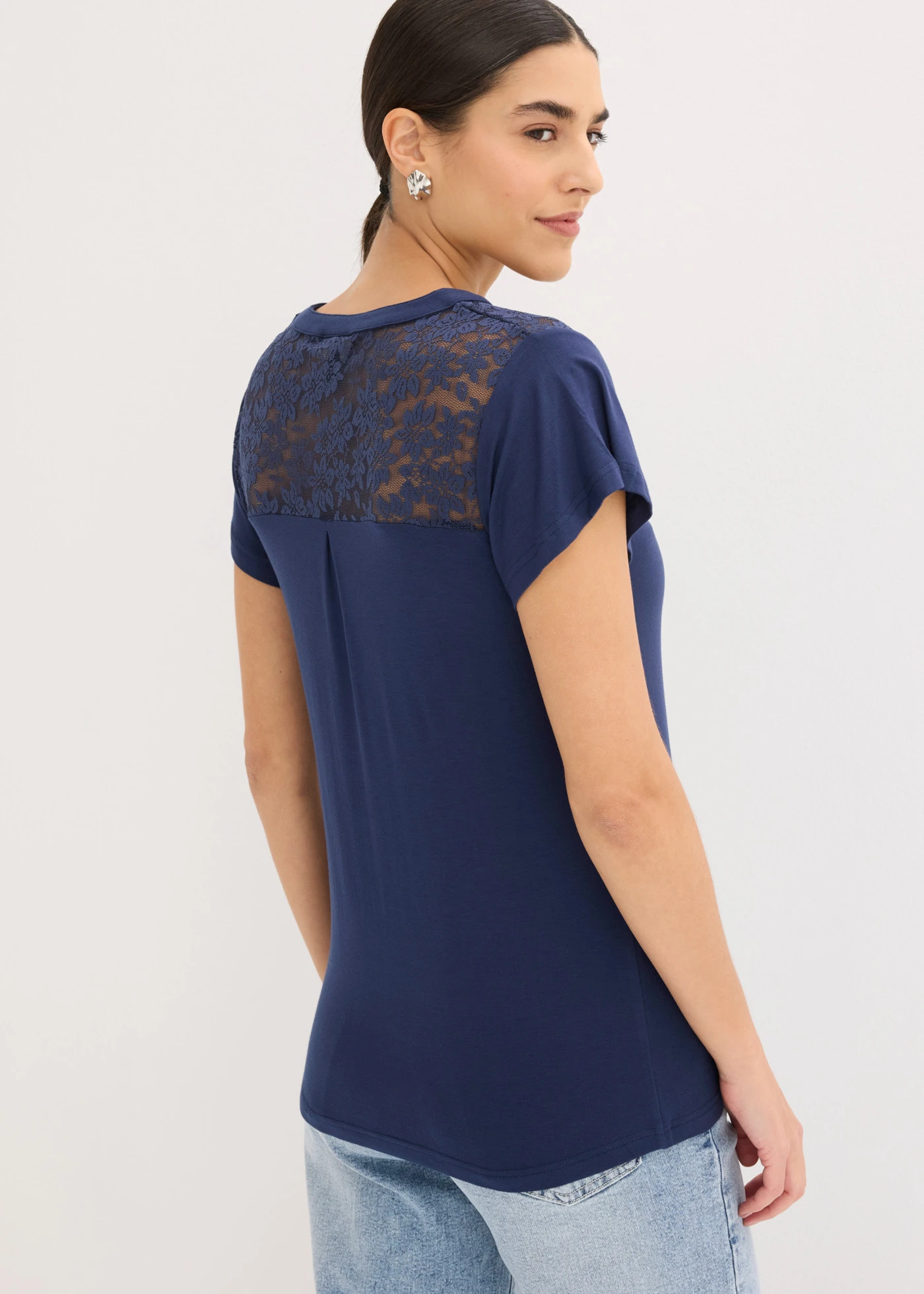 Bluză henley din amestec cu viscoză • bleumarin • magazin bonprix