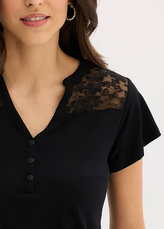 Henley póló viszkóz-keverékből • fekete • bonprix áruház