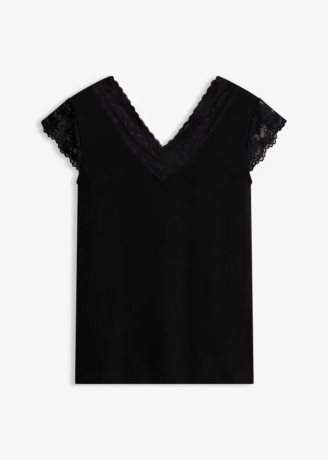 T-shirt doux en viscose extensible • noir • Boutique bonprix