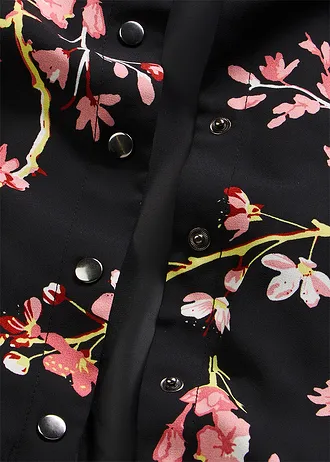 Blouson court • noir-rose floral • Boutique bonprix