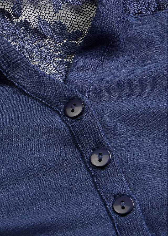 Bluză henley din amestec cu viscoză • bleumarin • magazin bonprix