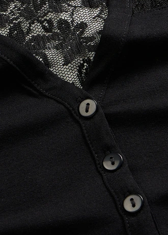 Bluză henley din amestec cu viscoză • negru • magazin bonprix