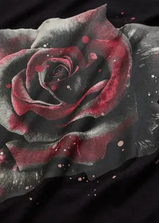 Triko s odhalenými rameny, z viskózy • černo-šedá s květy • bonprix obchod