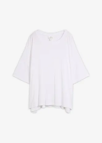 Oversized shirt van soepele vicose, Kleur: wit