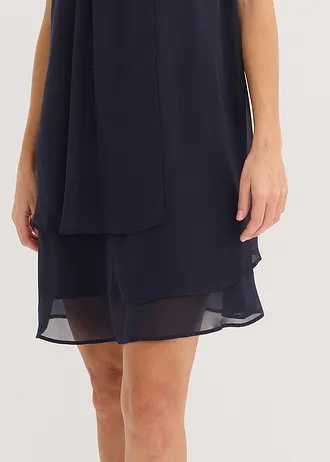 Šifonové šaty s aplikací ze štrasových kamínků • tmavě modrá • bonprix obchod