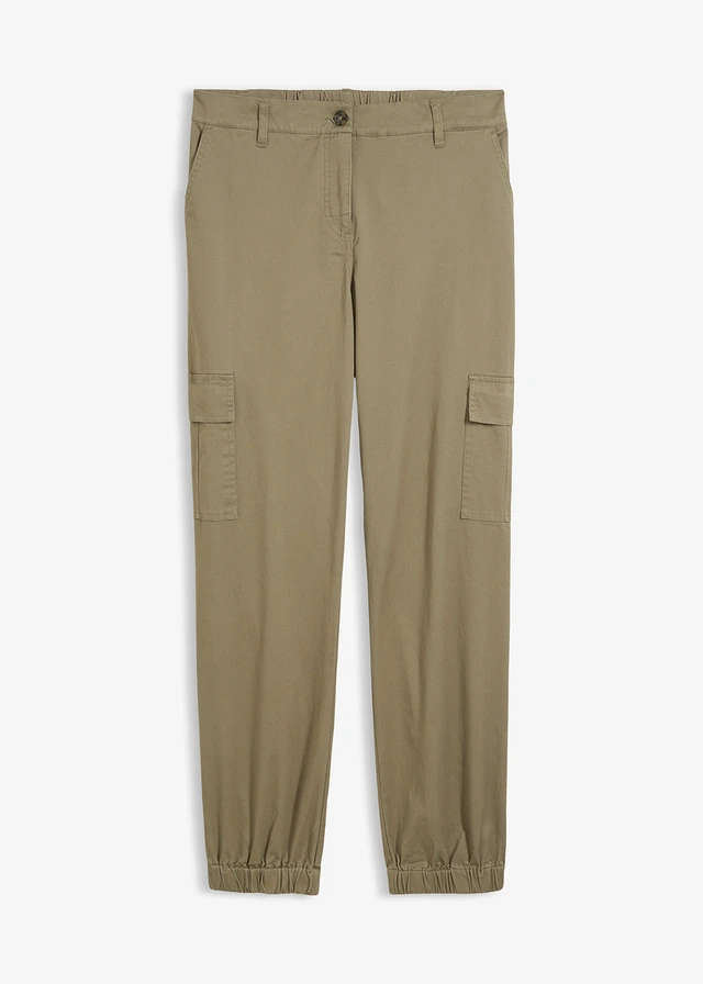 Pantalon cargo en coton extensible, Couleur: olive