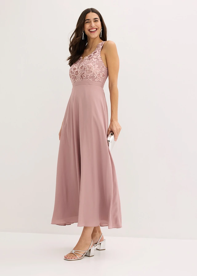 Robe longue brodée de sequins, Couleur: bois de rose