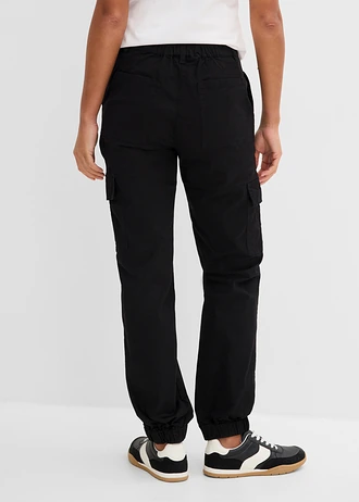 Pantalon cargo en coton extensible, Couleur: noir