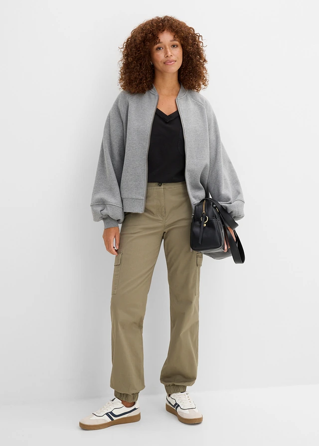 Pantalon cargo en coton extensible, Couleur: olive