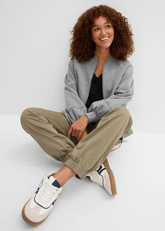 Cargo broek met stretch van katoen • olijfgroen • bonprix online shop