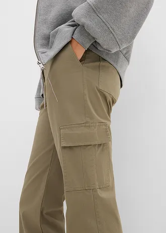 Cargo broek met stretch van katoen • olijfgroen • bonprix online shop