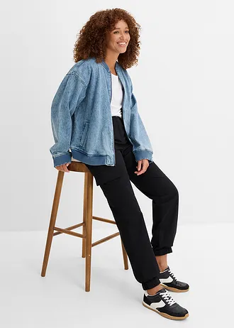 Cargo broek met stretch van katoen • zwart • bonprix online shop