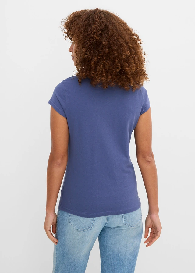 T-shirt 100% coton, Couleur: indigo imprimé