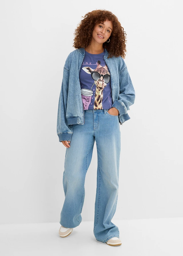 T-shirt 100% coton, Couleur: indigo imprimé