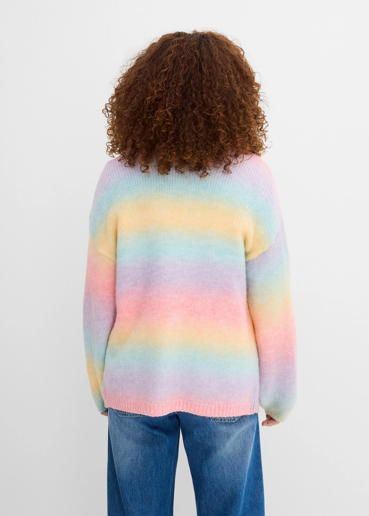 Grof gebreide trui van zachte wolmix • lichtblauw-roze-geel-paars • bonprix online shop