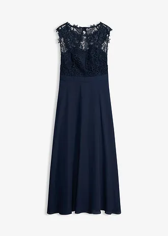 Maxi jurk met kant • donkerblauw • bonprix online shop