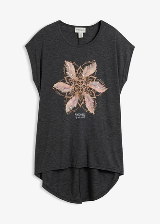 T-shirt doux, Couleur: noir imprimé