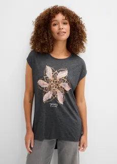 T-shirt doux • noir imprimé • Boutique bonprix