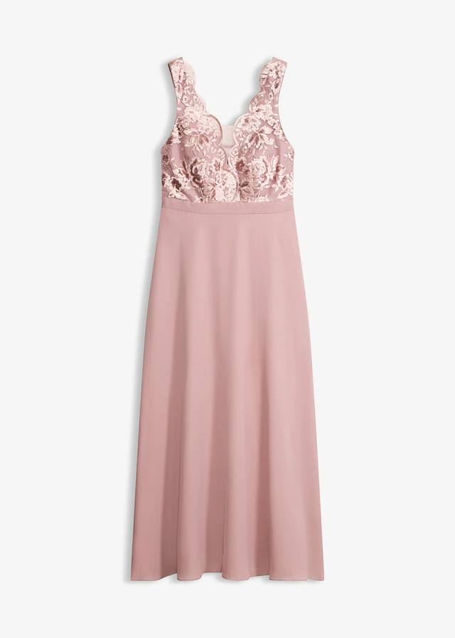 Robe longue brodée de sequins, Couleur: bois de rose