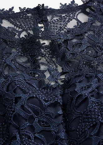 Robe longue avec dentelle • bleu foncé • Boutique bonprix