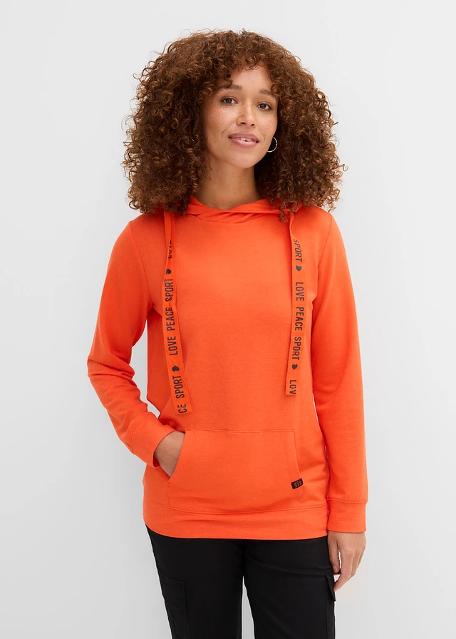 Hoodie van een zachte viscosemix, Kleur: bloedsinaasappel
