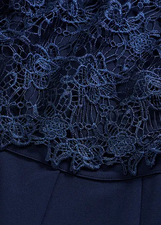 Combinaison douce en matière néoprène avec dentelle • bleu foncé • Boutique bonprix