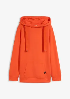 Mikina s kapucí, z měkké směsi s viskózou, barva: červenooranžová
