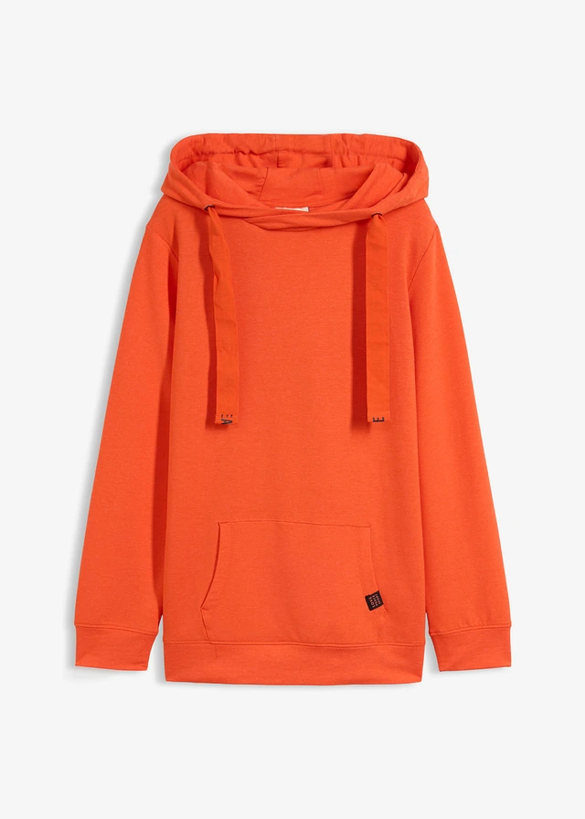 Hoodie van een zachte viscosemix, Kleur: bloedsinaasappel