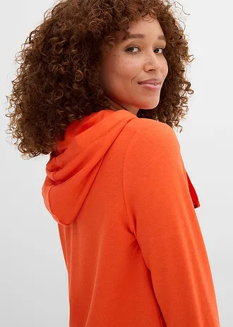 Bluza z kapturem, z miękkiego materiału z wiskozą • czerwona pomarańcza • sklep bonprix