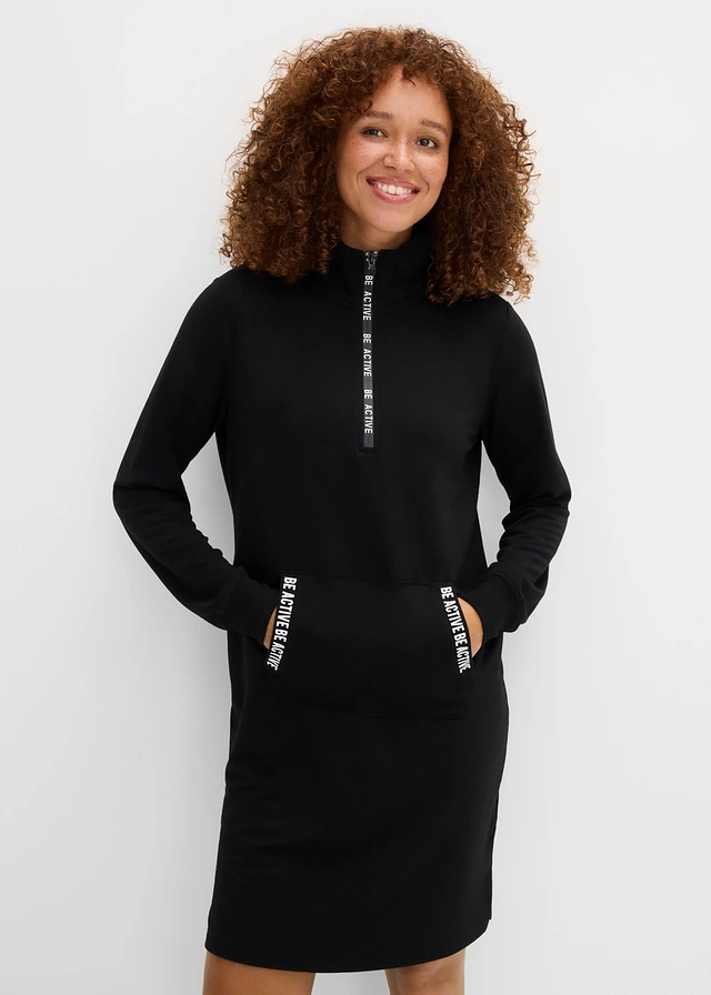 Robe sweat douce, Couleur: noir imprimé