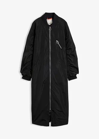 Lange jas met gebreide kraag, Kleur: zwart