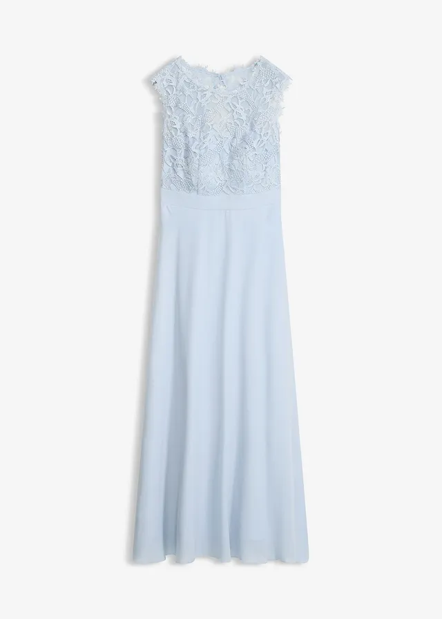 Maxi jurk met kant • blauw poudre • bonprix online shop