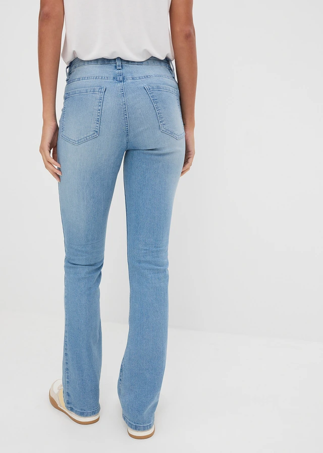 Bootcut jeans mid waist, stretch, Kleur: lichtblauw denim