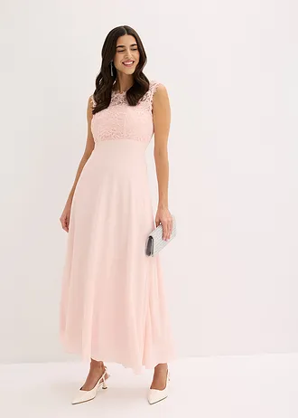 Robe longue avec dentelle, Couleur: rose nacré