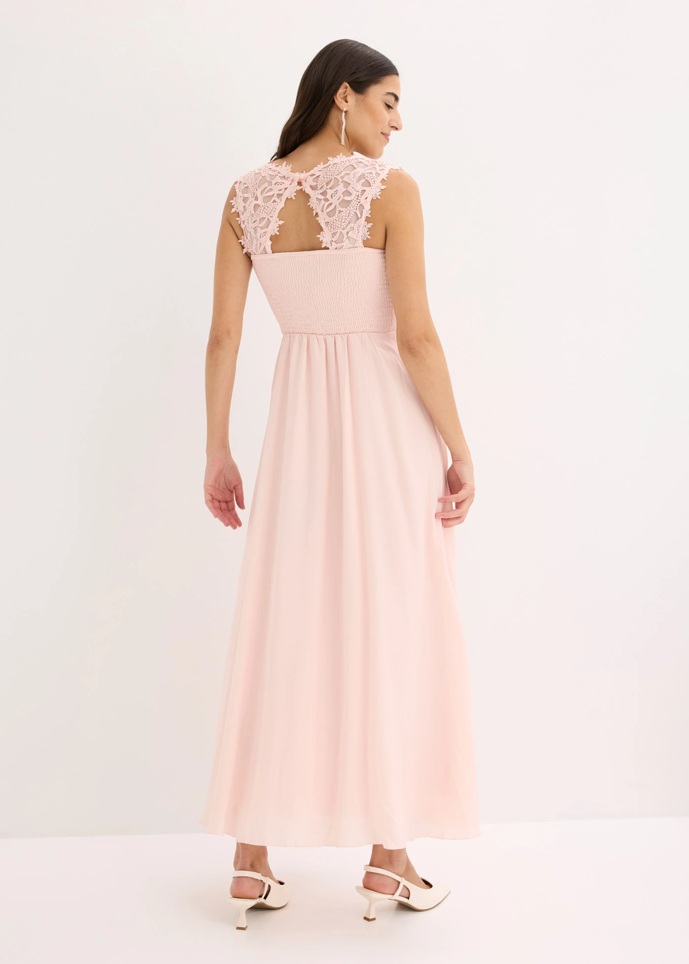 Maxi jurk met kant • parelroze • bonprix online shop