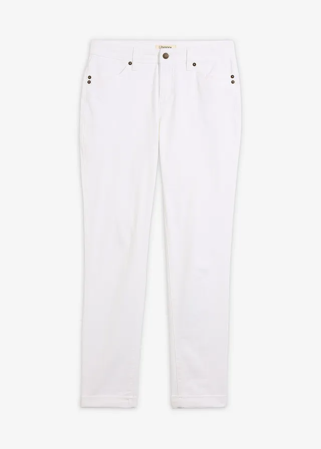 Straight sztreccsfarmer, Mid Waist • fehér • bonprix áruház