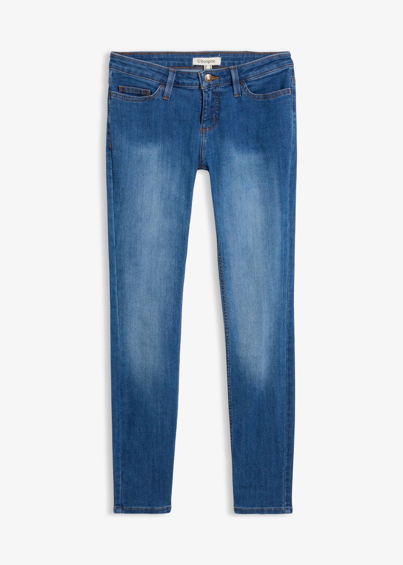 Skinny stretch jeans, mid waist • blauw denim used • bonprix online shop