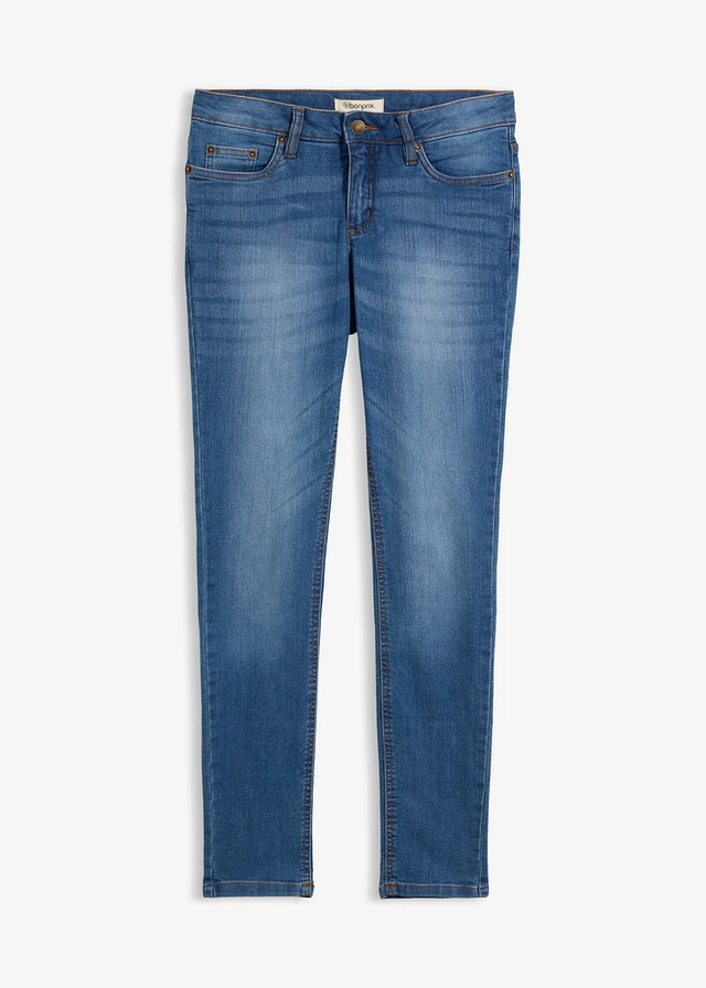Jean skinny taille mi-haute, extensible, Couleur: bleu used
