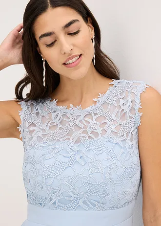 Maxi jurk met kant • blauw poudre • bonprix online shop