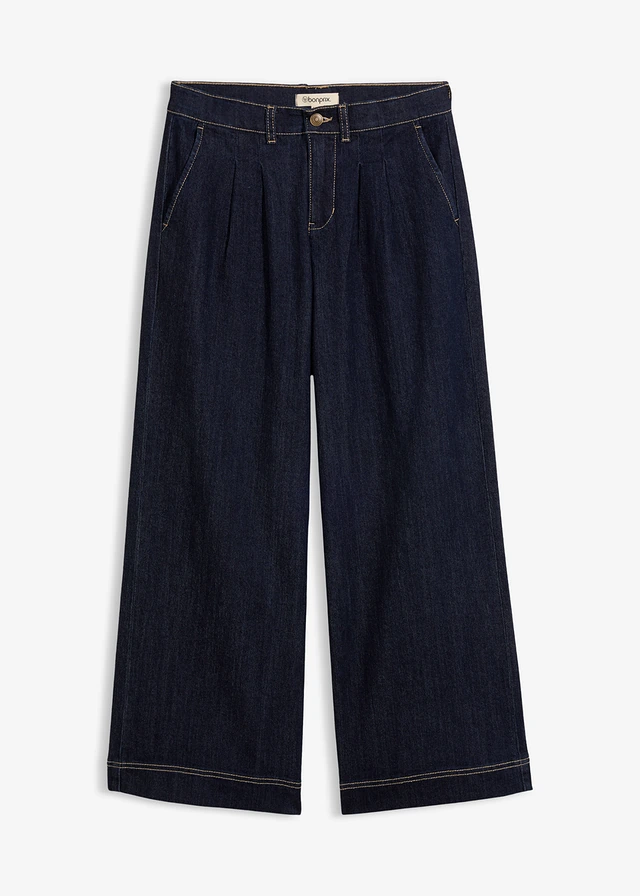 Wide leg jeans met comfortband, high waist