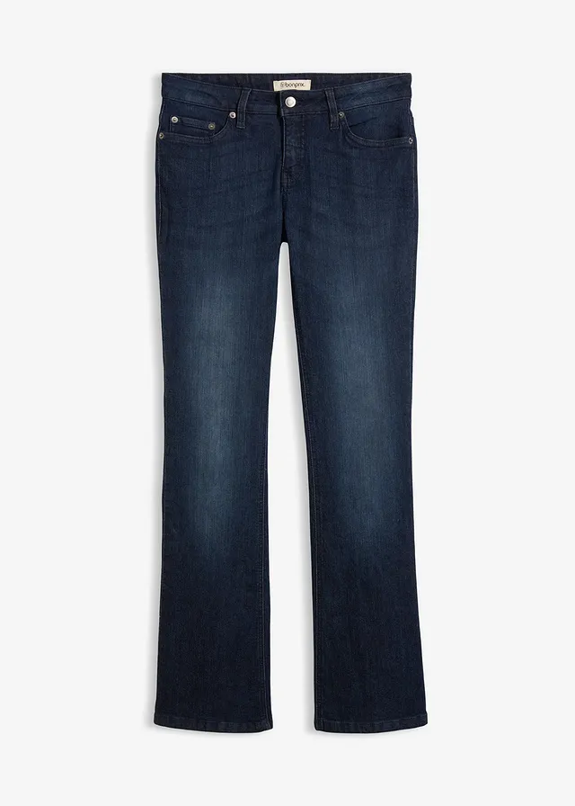 Bootcut stretch jeans, mid waist • donkerblauw used • bonprix online shop