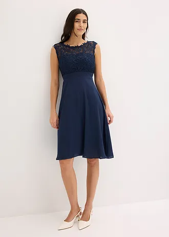 Robe courte à dentelle, Couleur: bleu foncé