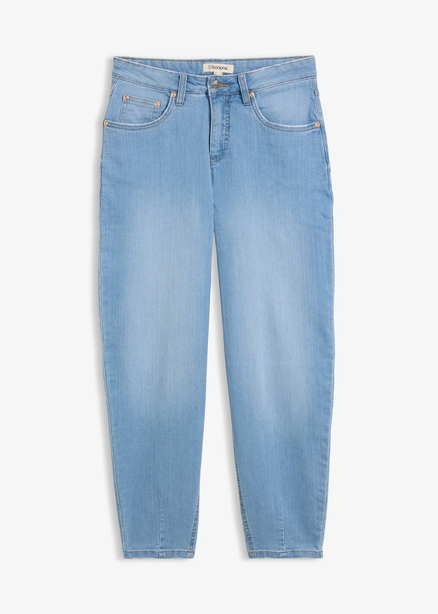 Jean barrel taille haute, cropped