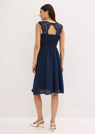 Mini jurk met kant • donkerblauw • bonprix online shop