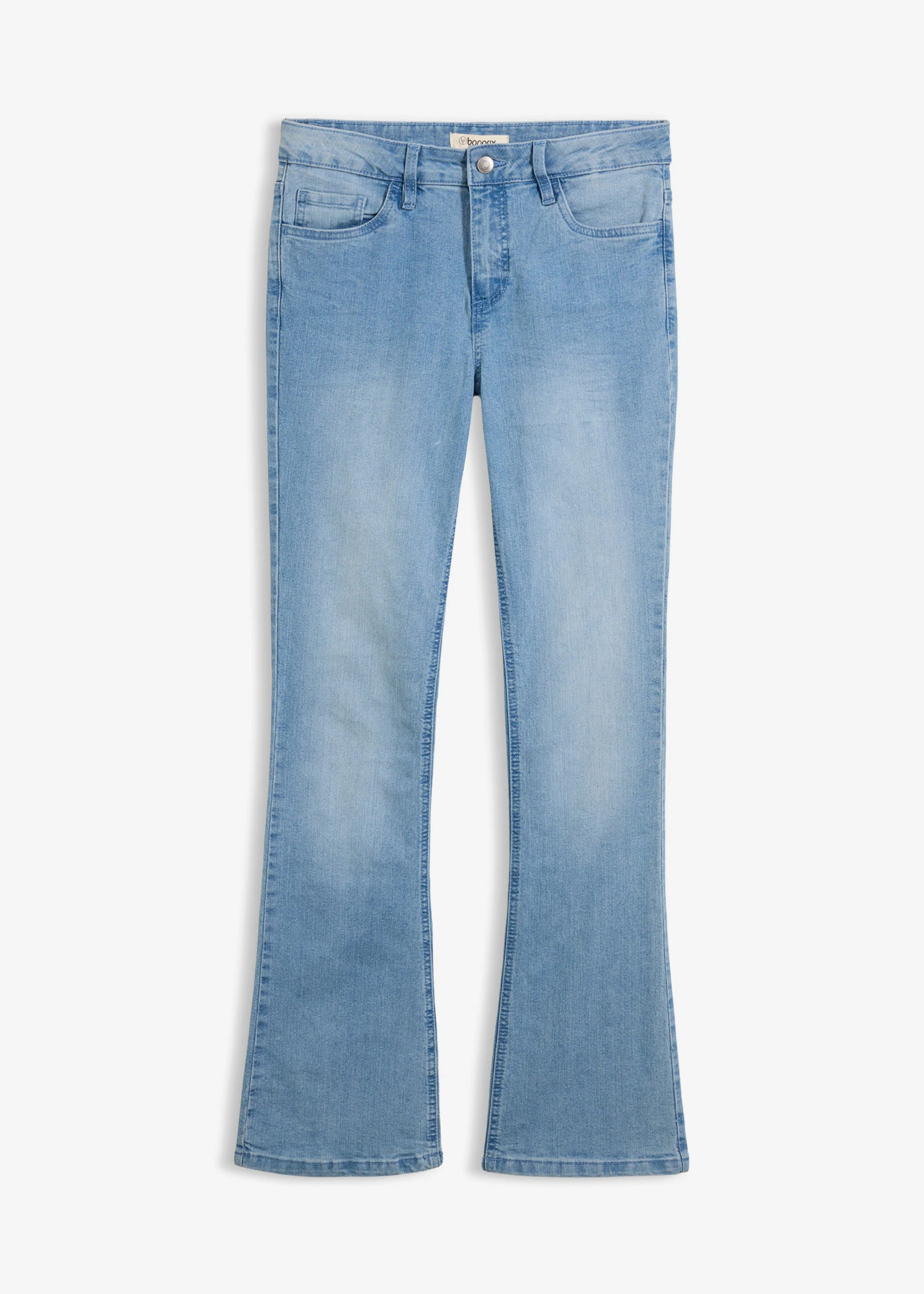 Flared stretch jeans, mid waist • lichtblauw denim • bonprix online shop